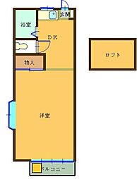サンフィールドとうま ワンルームの間取図画像