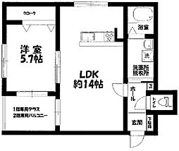 ホワイトキャッスル 1LDKの間取図画像