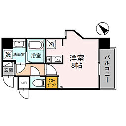 ONLYONE小花2 1Kの間取図画像