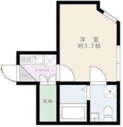 アネックス千鳥町 1階1Kの間取り