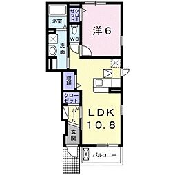 コルテーゼ　III 1階1LDKの間取り