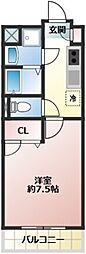 アドミラブール 1Kの間取図画像