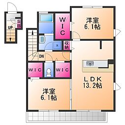 プロニティヴィラC 2LDKの間取図画像