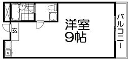 ヴィラ岡山手 1DKの間取図画像