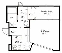SOU四谷舟町 1SKの間取図画像