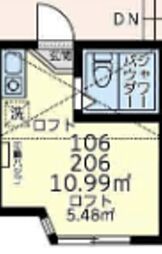 ユナイト小田ジャッキーリボルバー ワンルームの間取図画像