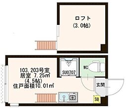 ハーモニーテラス南長崎 ワンルームの間取図画像