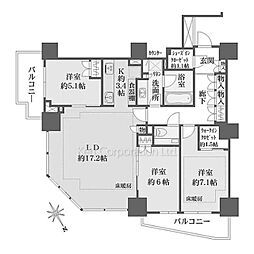 ザ・パークハウス三田ガーデンＴＯＷＥＲ棟 3階3LDKの間取り