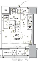 RELUXIA品川西大井 1Kの間取図画像