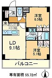 HF正光寺赤羽レジデンスII 13階2LDKの間取り