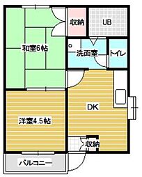 EXCEL富士見 2DKの間取図画像