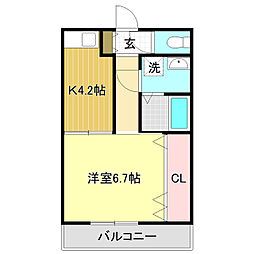 さんさんハウス 1Kの間取図画像