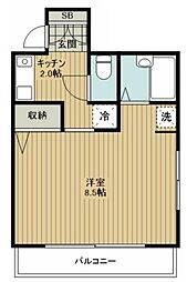 松林堂SK第3マンション 2階1Kの間取り