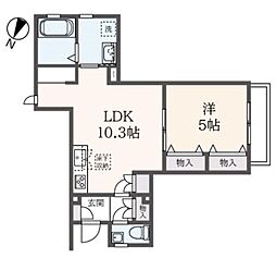 クレールクール 1LDKの間取図画像