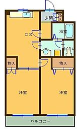 パール・ハイツ 2階2DKの間取り