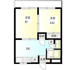 ジュネス・玉堤 2DKの間取図画像
