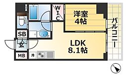 ブエナビスタ神戸駅前 9階1LDKの間取り