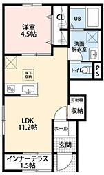 リーブルファイン三郷半田II 1LDKの間取図画像