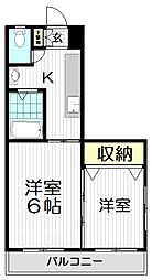 山崎ビル 2Kの間取図画像
