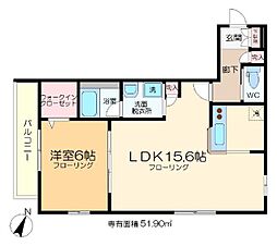 ヴィラモンテ西瑞江 1LDKの間取図画像
