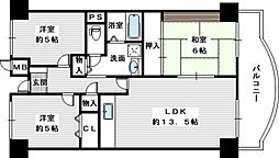 南海高野線 千代田駅 バス10分 神社前（河内長野市）下車 徒歩1分の賃貸マンション 7階3LDKの間取り