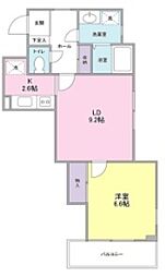 ヒルズ三栄町 1LDKの間取図画像