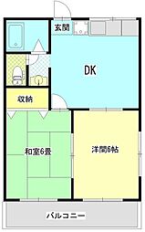アミューズ 2DKの間取図画像