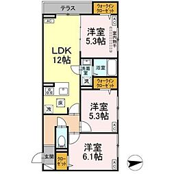 セレスティア東葛西IV 1階3LDKの間取り