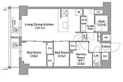 コンフォリア東葛西 7階2SLDKの間取り