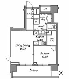 LaSante 千駄木 10階1LDKの間取り