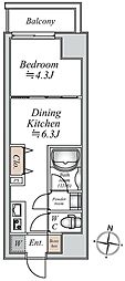グランカーサ大島 1DKの間取図画像