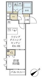 コンポジット早稲田鶴巻町 5階1LDKの間取り