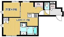 ユーフォリア 1LDKの間取図画像