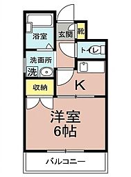 メドウ松が丘 1Kの間取図画像