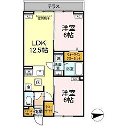 セレスティア東葛西IV 1階2LDKの間取り