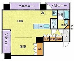 東京メトロ有楽町線 月島駅 徒歩2分の賃貸マンション 8階1LDKの間取り