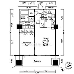 アークヒルズ仙石山森タワー 1LDKの間取図画像