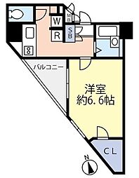 グランヴァン戸越銀座 1Kの間取図画像