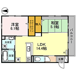 エスタシオン 2LDKの間取図画像