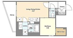 オーキッドレジデンス渋谷富ヶ谷 4階1LDKの間取り