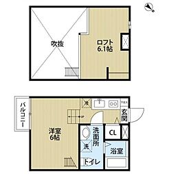 Primo検見川 2階ワンルームの間取り