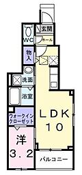 テラス シティ 八ヶ崎 1LDKの間取図画像
