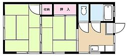 岡本荘 2DKの間取図画像