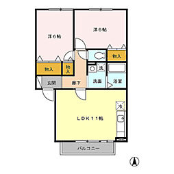 コンフォルターブル 2LDKの間取図画像