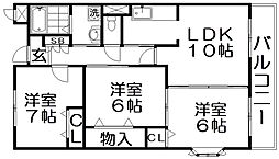 パーク・ウィンド 3LDKの間取図画像