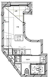 ミライズ中野江原町 5階ワンルームの間取り