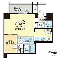 アトラス品川中延 1LDKの間取図画像