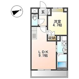 ア・レーズ 1LDKの間取図画像