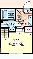 ゼクス橋本 1階1Kの間取り