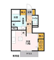 シュトラルヴェヌス 1階ワンルームの間取り